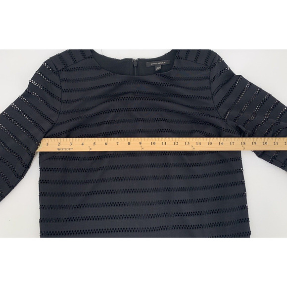 Banana Republic Black Mesh Peplum Long Sleeve Blouse M - Picture 10 of 13